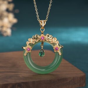 Natural High Ice Chalcedony Peace Ring Pendant Gold Plated Necklace Necklaces Natural High Ice Chalcedony Peace Ring Pendant Gold Plated Necklace Necklaces