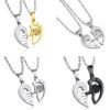 Couple Necklace Lock Pair Of Love Shaped Key Titanium Steel Pendant Necklaces 13