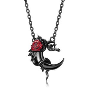Black Snake And Rose S925 Sterling Silver Electroplated Black Gold Necklace Necklaces