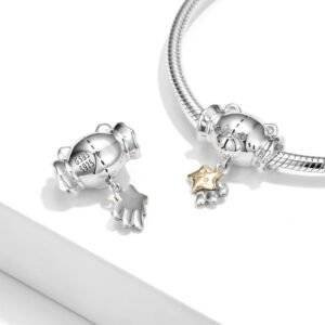 Bear Bowknot Beads S925 Silver Gold 14K Gold Beaded Bracelet Necklace Diy Accessories Bracelets