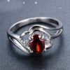 Ring Jewelry Opening Black Gold Garnet Heart Zircon Rings 9