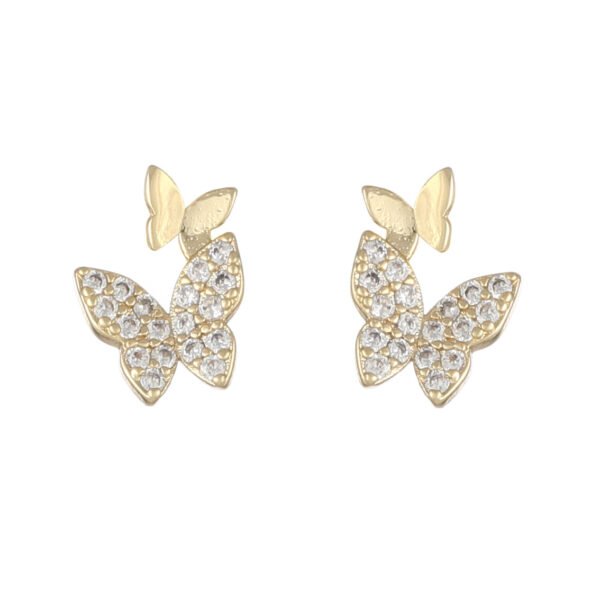 925 Silver Needle Super Fairy Full Diamond Simple Butterfly Stud Earring Set Earrings 4