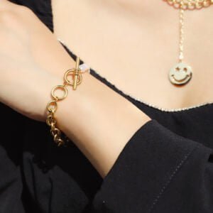 Pearl OT Buckle Titanium Steel Bracelet Female European And American Ins Style 14K Gold Non-fading High Sense Simple Jewelry Bracelets