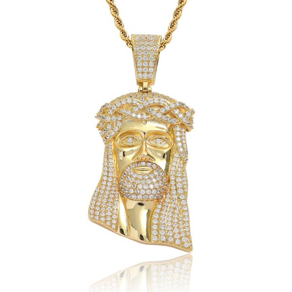 Jesus Head Hip Hop Pendant Real Gold Plating Street Necklace Necklaces 8