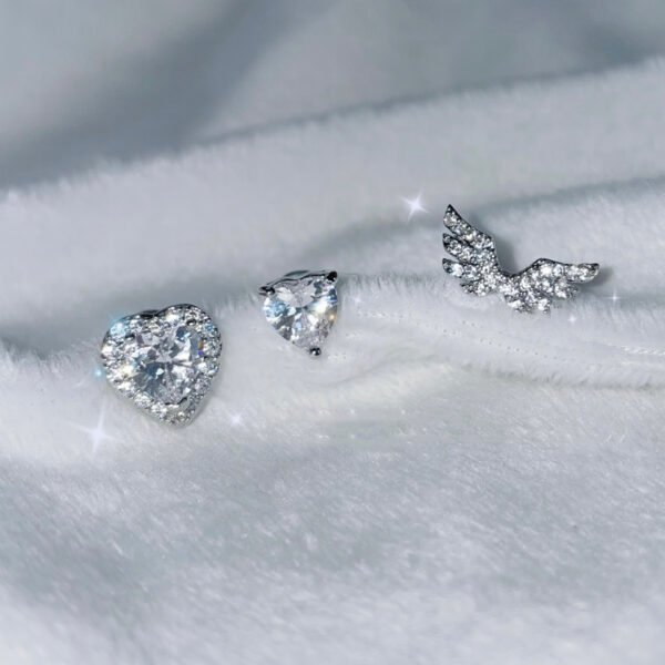 Small Wing Ear Bone Nail Love Heart Zircon Earrings Earrings 6