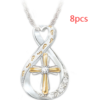 Cross Footprint Diamond Pendant Two Tone Necklaces 20