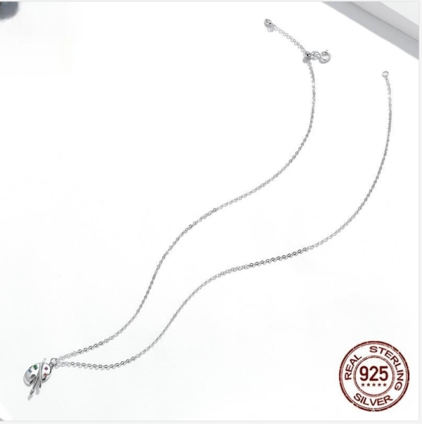 Fashion Art Life S925 Silver Female Popular White Gold Plated Simple Palette Necklace Necklaces 7