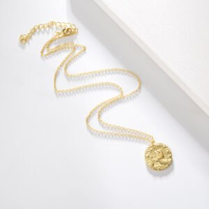 S925 Sterling Silver Gold-plated Twelve Constellation European And American Personality Embossed Necklace Necklaces
