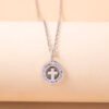 Gold Hollow Round Cross Necklace Silver Stainless Steel Crystal Circle Pendant Necklaces Necklaces 16