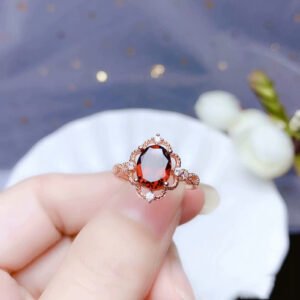 Ring Empty Setting Silver Plated 18K Gold Inlaid Oval Emerald Fancy Emerald Rings