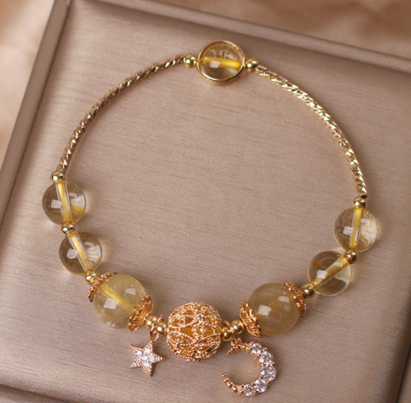 Natural Citrine Gold Gem Quartz Bracelet Women’s Light Luxury Star Moon Crystal Accessories Bracelets 11