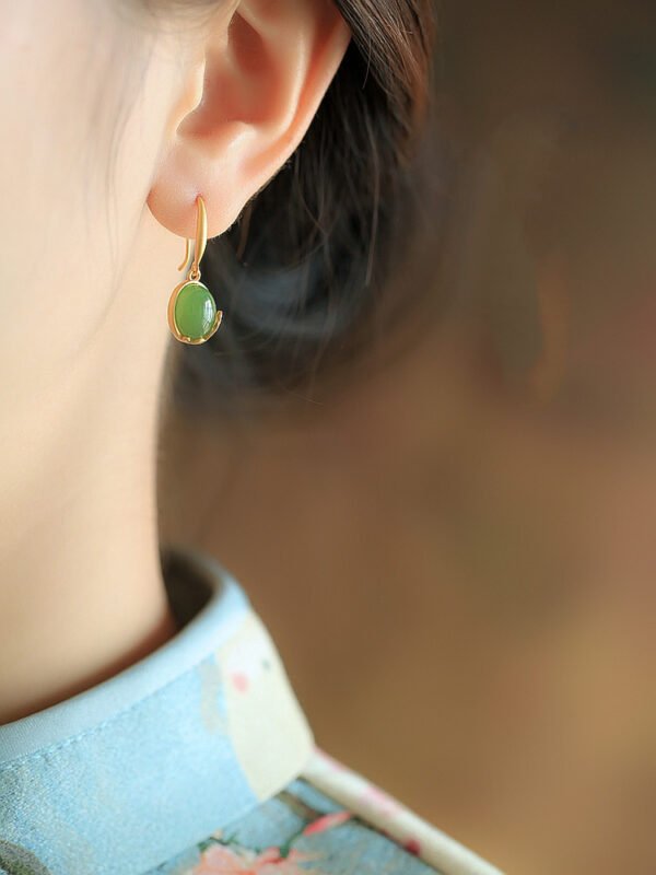 Forbidden City Wings Flying Sterling Silver Ancient Method Gold Hetian Jade Earrings Earrings 5