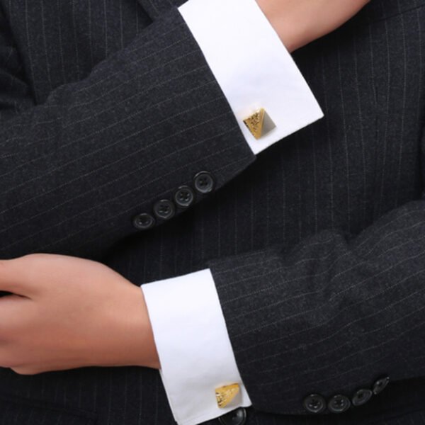 Square Pattern Gold And Silver Two-tone High Quality French Cufflink Pure Copper Metal Buttons Earrings 6