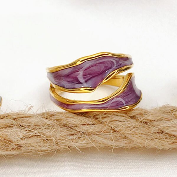 Ring Jurchen Gold Plating Ladies Fashion Temperament Enamel Rings 7