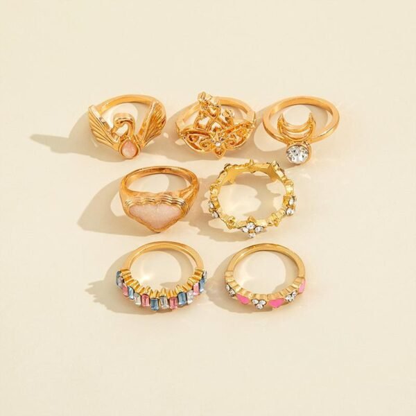 Women’s Casual Fashion White Cloud Swan Moon Shape Ring Set Rings 9