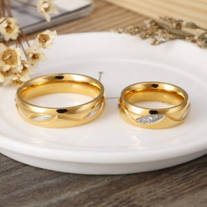 Fashionable Titanium Steel 18K Gold New Couple Rings Rings