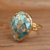 Natural Gold Thread Turquoise Drop Ring Rings 11 Natural Gold Thread Turquoise Drop Ring Rings 11