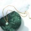 French Light Luxury Gold Plated Titanium Steel Necklace For Women Natural Amazonite Pendant Clavicle Chain Party Jewelry Necklaces 10