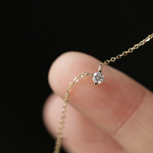 Women’s Pure 14k Yellow Gold Single Diamond  Necklace Necklaces 6