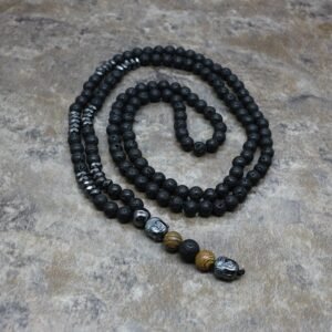 Men’s Necklace 6mm Lava Rock Pendant Men’s Rosary Necklace Necklaces