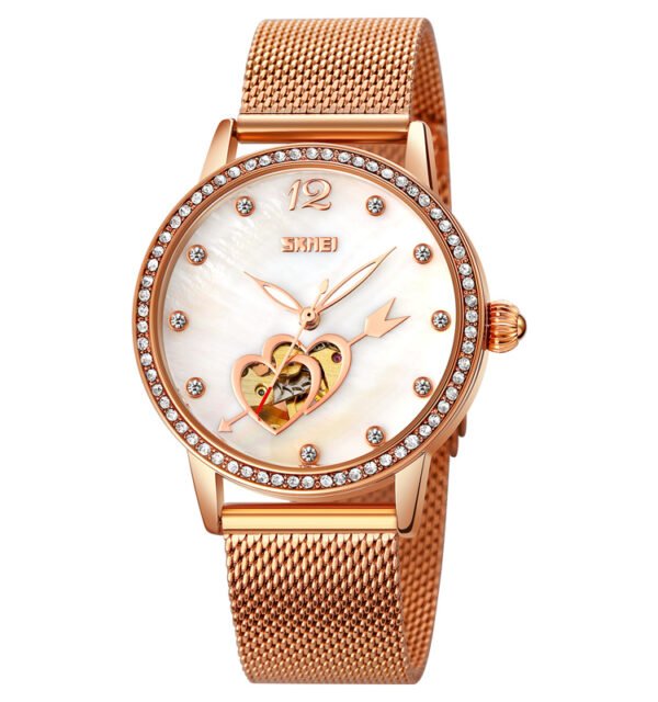 Rose Gold Luminous Watch With Mother-of-pearl Face And Diamonds watches 5