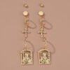 Hot selling hip-hop street accessories in Europe and America, diamond cross portrait tag earrings set earrings Earrings 9