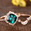 New mother green zircon set ring with sapphire rose gold ring ring Rings 10