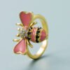 Copper Plated Real Gold Inlaid Zircon Bee Ring Rings 20 Copper Plated Real Gold Inlaid Zircon Bee Ring Rings 20