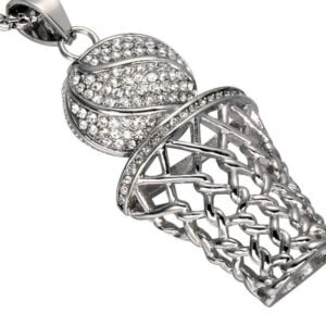 HIP Hop Bling Iced Out Gold Full Rhinestone Basketball Pendants Necklaces 316L Stainless Steel Sports Necklace for Men Jewelry Necklaces