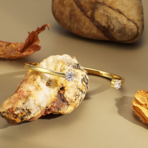 Double Zircon  Copper Plated 18K Gold Bracelet Bracelets 5