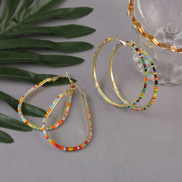 Geometric Handmade Rice Beads Heart Earrings Earrings 5