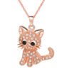 Rhinestone Cute Cat Necklace Trendy Gold Color Link Chain For Women Collares Lucky Pet Pendant Bijoux Wholesale P2453 Necklaces 18