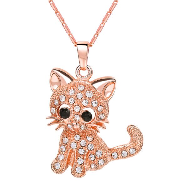 Rhinestone Cute Cat Necklace Trendy Gold Color Link Chain For Women Collares Lucky Pet Pendant Bijoux Wholesale P2453 Necklaces 10