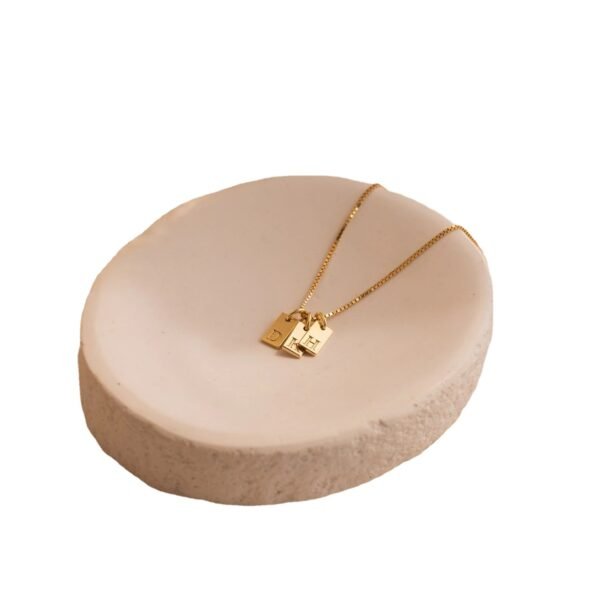Stainless Steel Simple 26 Letter Hanging Tag Gold Brick Necklace Necklaces 4