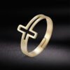 Flat Rose Gold Religious Cross Ring Rings 12