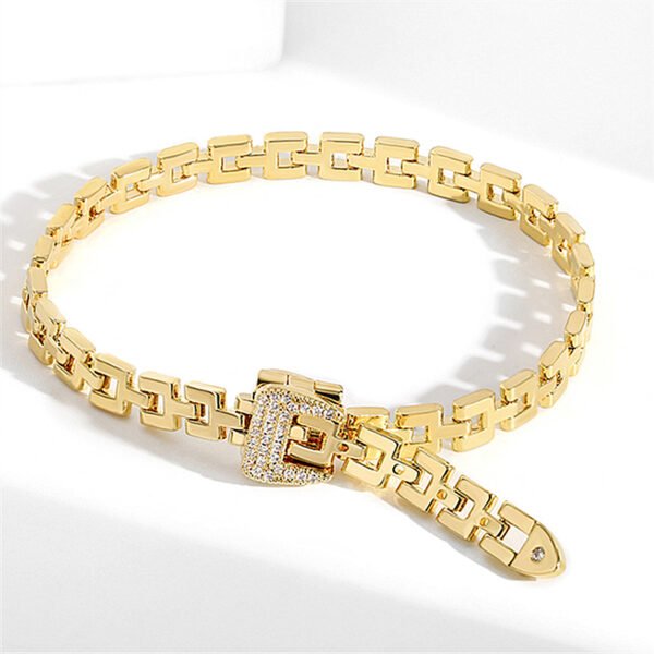 Copper Gold-plated Micro-inlaid Zircon Bracelet Belt Buckle Chain Bracelets 6