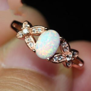 Rose Gold Ring White Opal Colorful Rings