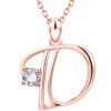 Rose Gold Rhinestone Letter Necklace For Women Girls Necklaces 16