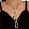Gold Plated Blade Chain Heavy Metal Sweater Chain Necklaces 8