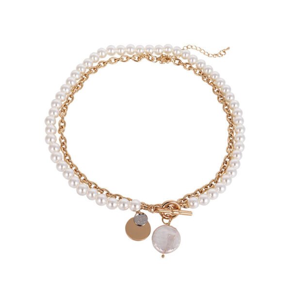 Pearl Double Layered Necklace Female Niche Design Sense Net Red Necklace Retro Exaggerated Clavicle Chain Necklaces 7