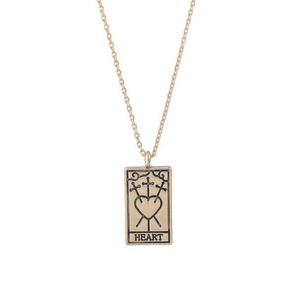Tarot Pendant Necklace Vintage Tarot Collarbone Chain Gold Silver Necklaces 5