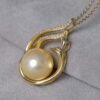 11-12mm 925 Silver Saltwater Gold Pearl Pendant Necklaces 11