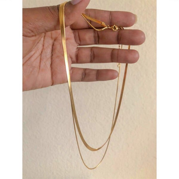 Double-layer And Three-layer Cold Wind Wide, Flat And Thin Folded Snake Bone Necklace Does Not Fade Necklaces 8