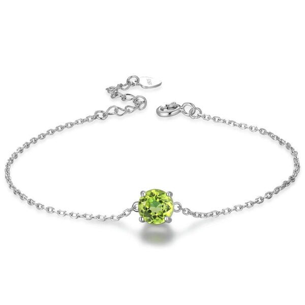 925 Sterling Silver Color Jewelry Natural Peridot White Gold Bracelet Bracelets 5