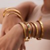 Fashionable And Versatile Gold-plated Stainless Steel Bracelets With Zirconia Bracelets 13