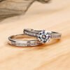 White Gold Plated Couple Combined Ring Set Rings 15