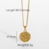 18K Gold Plated 316L Stainless Steel Flower Coin Pendant Necklace Necklaces 14