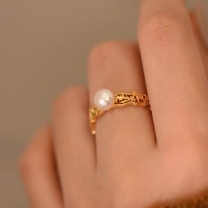 S925 Sterling Silver Pearl Gold Plated Ring For Women Rings S925 Sterling Silver Pearl Gold Plated Ring For Women Rings