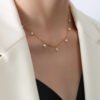 French Elegant INS Style Pearl Tassel Necklace 18K Gold Stainless Steel Necklace Ladies Temperament Collarbone Chain Necklaces 10