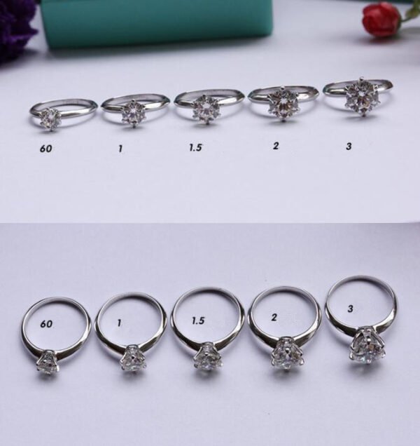 Classic 925 Sterling Silver Gold Plated Exquisite Six Prong Ring Rings 7